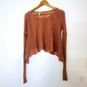 Oya Knit‎ Crochet Sweater Top Copper One Size Bohemian Beach Cover Up